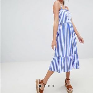 Striped Cross Back Midi Dress